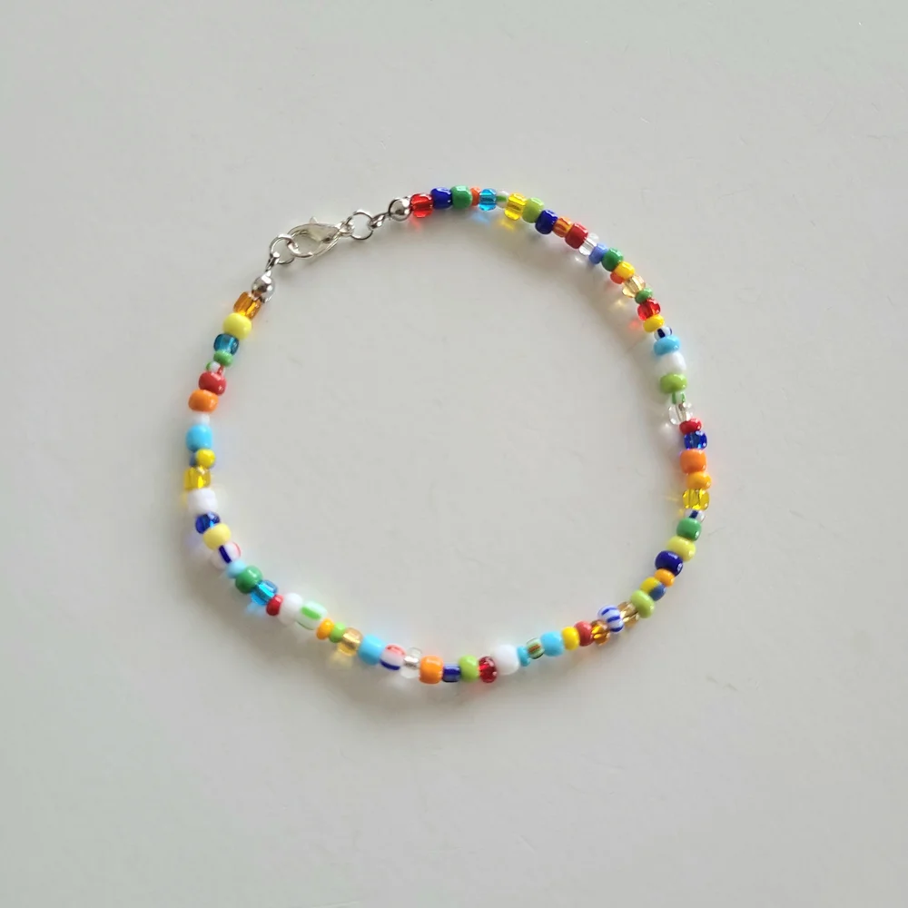 Boho Multicolor Beaded Anklet Bracelet - Picture 2 of 8